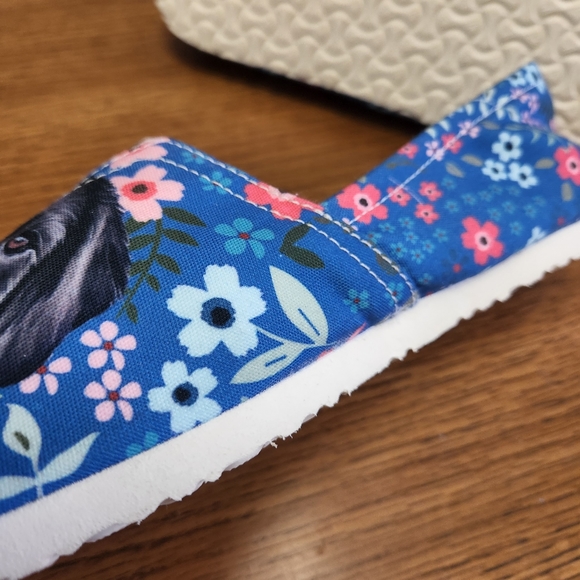 Groove Bags Floral Black Lab Blue Casual Fabric Slip On Shoes - Picture 7 of 12